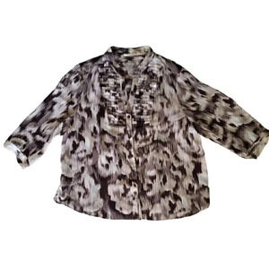 Women's CHICO'S Semi-Sheer Button-Down Blouse Lightweight SZ 3‎ 16 XL Plus Size